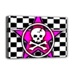 Pink Star Skull Checker Deluxe Canvas 18  x 12  (Stretched)