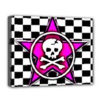 Pink Star Skull Checker Deluxe Canvas 20  x 16  (Stretched)