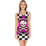 Pink Star Skull Checker Bodycon Dress