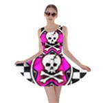 Pink Star Skull Checker Skater Dress