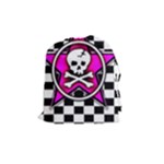 Pink Star Skull Checker Drawstring Pouch (Medium)