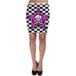 Pink Star Skull Checker Bodycon Skirt