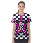 Pink Star Skull Checker Women s Sport Mesh Tee