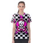 Pink Star Skull Checker Women s Cotton Tee