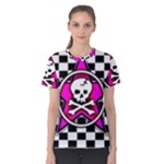 Pink Star Skull Checker Women s Cotton Tee