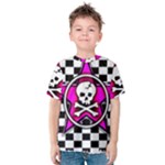 Pink Star Skull Checker Kids  Cotton Tee