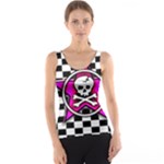 Pink Star Skull Checker Tank Top