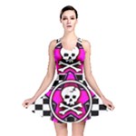 Pink Star Skull Checker Reversible Skater Dress