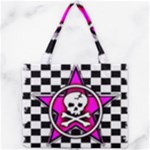 Pink Star Skull Checker Mini Tote Bag