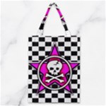 Pink Star Skull Checker Classic Tote Bag