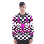 Pink Star Skull Checker Men s Hooded Windbreaker