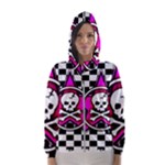 Pink Star Skull Checker Women s Hooded Windbreaker