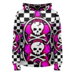 Pink Star Skull Checker Women s Pullover Hoodie