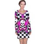 Pink Star Skull Checker Long Sleeve Nightdress