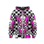 Pink Star Skull Checker Kids  Zipper Hoodie