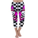 Pink Star Skull Checker Capri Winter Leggings 