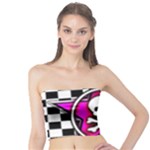 Pink Star Skull Checker Tube Top