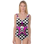 Pink Star Skull Checker Princess Tank Leotard 