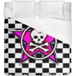 Pink Star Skull Checker Duvet Cover (King Size)