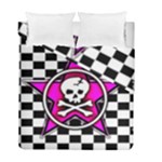 Pink Star Skull Checker Duvet Cover Double Side (Full/ Double Size)