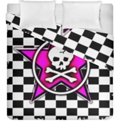 Pink Star Skull Checker Duvet Cover Double Side (King Size) from ArtsNow.com