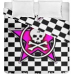 Pink Star Skull Checker Duvet Cover Double Side (King Size)