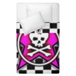 Pink Star Skull Checker Duvet Cover Double Side (Single Size)