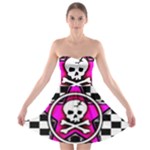 Pink Star Skull Checker Strapless Bra Top Dress