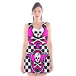 Pink Star Skull Checker Scoop Neck Skater Dress