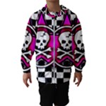 Pink Star Skull Checker Kids  Hooded Windbreaker