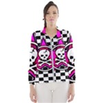 Pink Star Skull Checker Women s Windbreaker