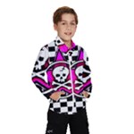 Pink Star Skull Checker Kids  Windbreaker