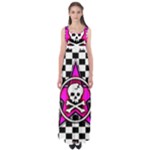 Pink Star Skull Checker Empire Waist Maxi Dress