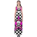 Pink Star Skull Checker Empire Waist Maxi Dress