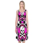 Pink Star Skull Checker Midi Sleeveless Dress