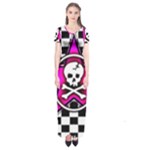 Pink Star Skull Checker Short Sleeve Maxi Dress