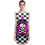 Pink Star Skull Checker Sleeveless Velvet Midi Dress