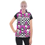 Pink Star Skull Checker Women s Button Up Vest