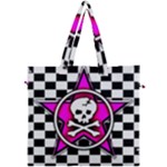 Pink Star Skull Checker Canvas Travel Bag