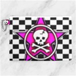 Pink Star Skull Checker Canvas Cosmetic Bag (XL)