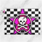 Pink Star Skull Checker Canvas Cosmetic Bag (XXL)