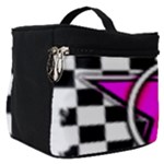 Pink Star Skull Checker Make Up Travel Bag (Small)