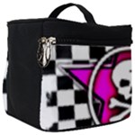 Pink Star Skull Checker Make Up Travel Bag (Big)