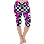 Pink Star Skull Checker Lightweight Velour Cropped Yoga Leggings