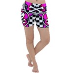 Pink Star Skull Checker Lightweight Velour Yoga Shorts