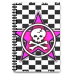 Pink Star Skull Checker 5.5  x 8.5  Notebook