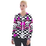 Pink Star Skull Checker Velour Zip Up Jacket