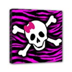 Pink Zebra Skull Mini Canvas 6  x 6  (Stretched)