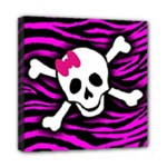 Pink Zebra Skull Mini Canvas 8  x 8  (Stretched)