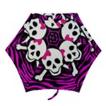 Pink Zebra Skull Mini Folding Umbrella